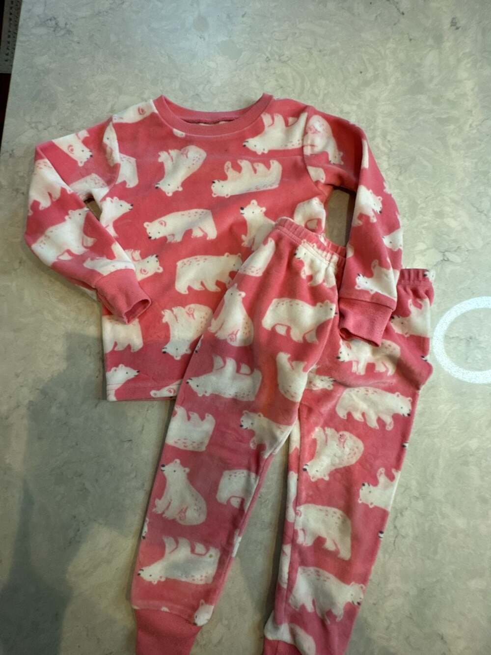 Carter's Pink Polar Bear Fleece Pajama Set 2T/2A